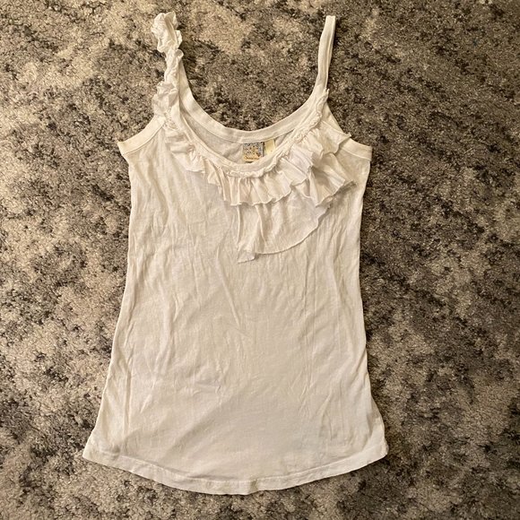 EUC Susina White Ruffle Tank Top Sz S - Picture 2 of 5